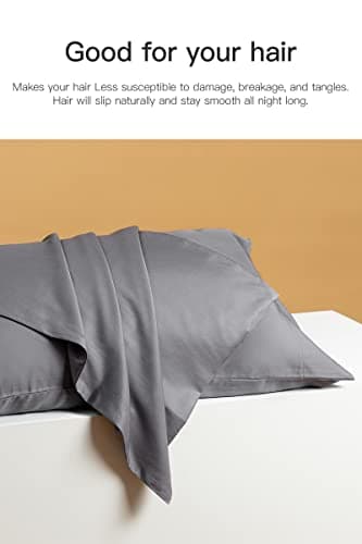 100% Viscose Made from Bamboo Breathable Pillowcases Standard Size Set of 2-Pack for Hot Sleepers and Night Sweats- Softness and Cooling Pillow Cases-Envelope Closure （Gery -20 x 26 Inches） 5