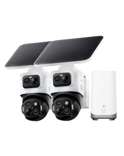 eufy Security eufyCam S4 2-Cam Kit,4K Solar Camera Wireless Outdoor, Triple Lens Bullet-PTZ Cam, 360° View, Cross-Cam Track, AI Recognition, 8X Zoom, Color Night Vision, 0 Monthly Fee, Local Storage