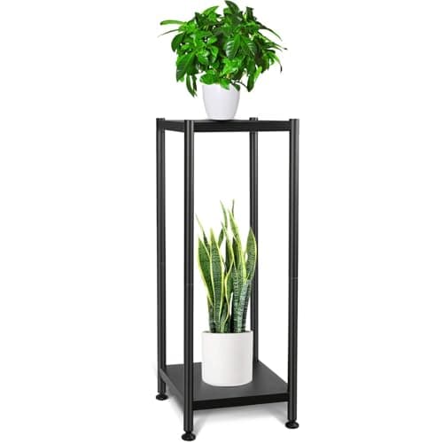 HenHaven Tall Plant Stand Indoor, 32 Inch Two Tier Plant Stand, Modern Corner Planter Shelf Rack, Metal Plant Stand Holder for Bedroom Living Room Balcony