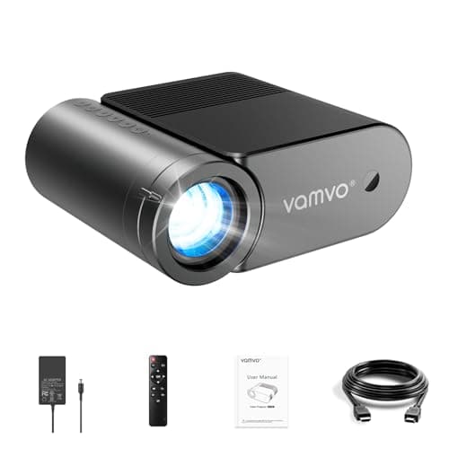 vamvo Portable Projector WiFi VideoProjector 1080P 200" Portable Movie Projector, Outdoor Projectors with Stylish streamlined Design, Compatible with phone/ Tablet/ Laptop/ TV Stick/ PS4 etc. 7