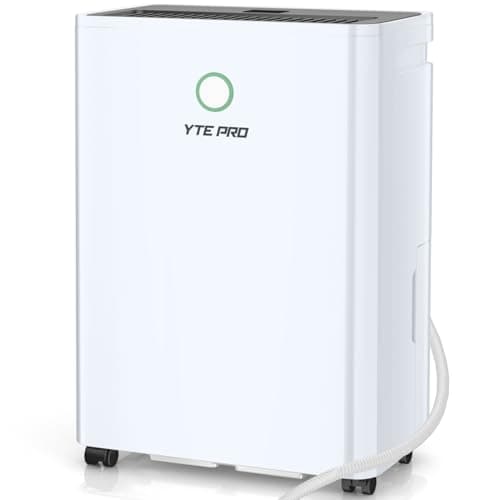 YTE PRO 1500Sq.Ft Dehumidifier, 32Pint Dehumidifiers for Home, Quiet Dehumidifier for Bathroom, Basement, Bedroom and RV, with 6.56FT Drain Hose,0.66Gal Water Tank, 3-Color Humidity Light