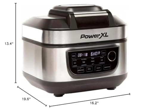 PowerXL Grill Air Fryer Combo 12-in-1 Indoor Grill, Air Fryer, Slow Cooker, Roast, Bake, 1550-Watts, Stainless Steel Finish,Standard size 10