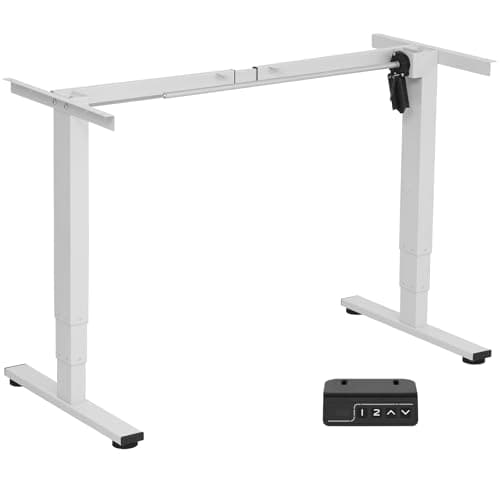 TOPSKY Electric Standing Desk Frame – Single Motor, 3-Stage, Height Adjustable 24"-48.4", White, Model DF01.11