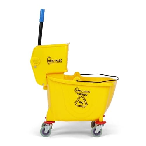 Simpli-Magic 79358 Commercial Mop Bucket with Side Press Wringer, 26 Quart, 14.75"L x 12.95"W x 19.95"H, Yellow 5