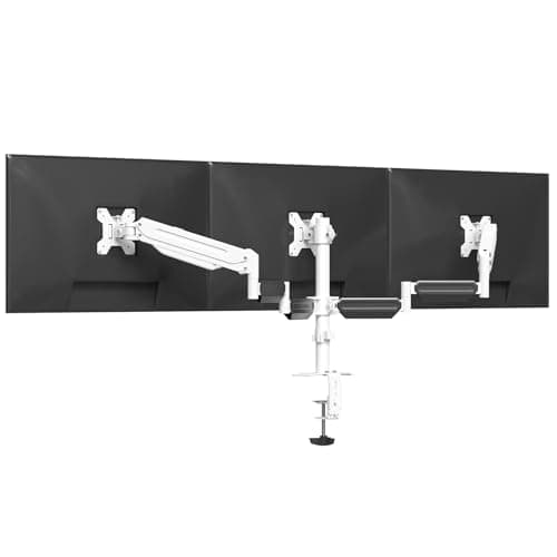 suptek Triple Monitor Mount for Most 17 to 32 inch Screens,Gas Springs Adjustment Triple Monitor Desk Mount Stand with Clamp & Grommet Kit,White(MD8003W)