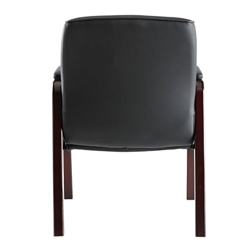 Alera Madaris Series Leather Guest Chair w/Wood Trim, Four Legs, Black/Mahogany 9
