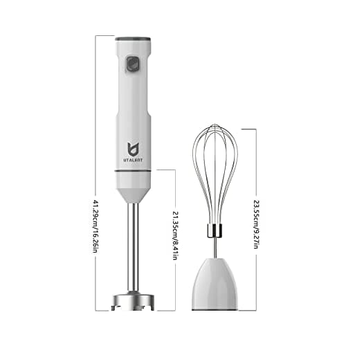 Cordless Hand Blender, UTALENT Variable Speed Immersion Blender handheld Rechargeable, with USB-C Charging Cable, Egg Whisk, for Smoothies, Milkshakes, Hummus and Soups – White 5