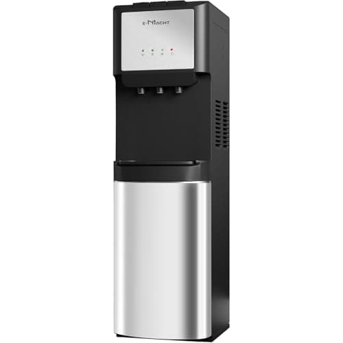 E-Macht Bottom Loading Water Dispenser for 5 Gallon Bottles, Hot, Cold & Room Water Dispenser with 3 Temperature Spouts, Child Safety Lock, ETL Listed, Stainless Steel Water Cooler for Home Office