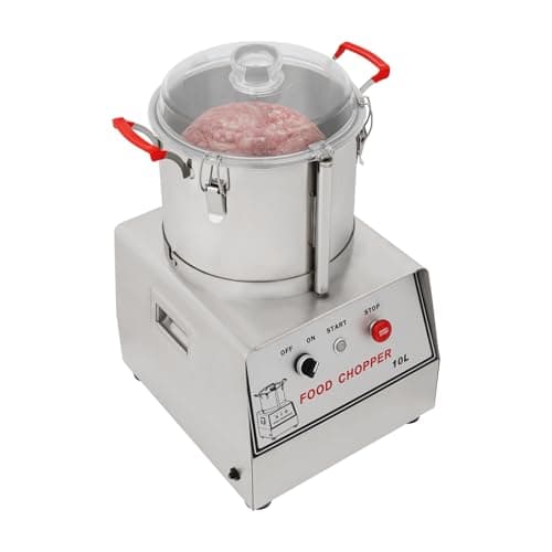 10l Commercial Food Processor - 1100w Electric Food Chopping Machine with 201 Stainless Steel Bowl, 1400rpm Detachable Blades, for Restaurants, Vegetables, Meat & Carrots