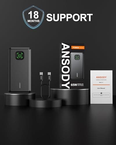 65W Power Bank, 25000mAh Travel Essential USB C Laptop Portable Charger, 100W Total Fast Charging Battery Pack for MacBook Dell XPS iPad Tablet Steam Deck iPhone 17-12 Series Samsung Switch and More 9