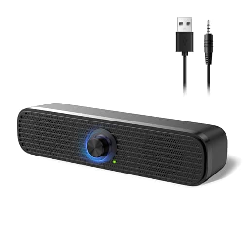 1Mii Computer Speakers for Desktop Laptop Tablet, USB Powered PC Speakers, Small Speakers Wired with Volume Control for Cellphone Pad MP3, Stereo Sound with 3.5mm Audio Plug for Windows Mac Linux PCs