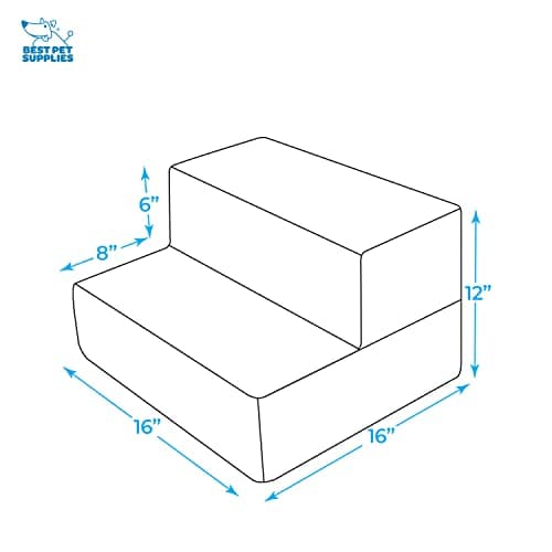 Best Pet Supplies Dog Stairs & Steps - Foam Steps for Small Dogs & Cats, Non-Slip Indoor Balanced Pet Step Support, Dog Ramp, No Assembly, Ash Gray Linen, Foldable 2-Step (12-inch Height) 5