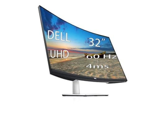 Dell S3221QS 32" Monitor, 4K UHD (3840 x 2160) Curved Screen Monitor, 60 Hz Refresh Rate, 4 ms Response Time, AMD FreeSync, VA Panel, Silver