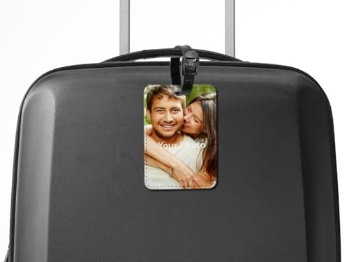 WIRESTER Set of 2 Personalized Custom Luggage Tags with Your Photo, PU Leather Name Tag Suitcase Tag Bag Tag Business ID Card Holder Travel ID Tag for Travel Suitcase Baggage Luggage 5