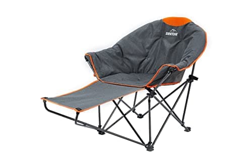 OUTDOOR LIVING SUNTIME Oversized Padded Moon Round Saucer Sofa Chair, Portable Folding Camping Chair, with Removable Footrest, Carry Bag - Orange