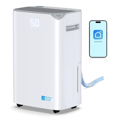BBianLyy 3000 Sq.Ft Wi-Fi Dehumidifiers for Home, 34 Pints Energy Star Certified Smart Dehumidifier for Basement, Bedroom, Bathroom, with Drain Hose, 3 Modes,24H Timer,Auto Defrost, Child Lock