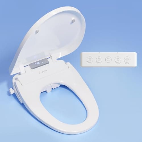 TUSHY Aura Luxury Electric Bidet Seat | Heated Toilet Seat with Temperature Control, Self-Cleaning Nozzle, Instant Adjustable Warm Water & Dryer (Remote Control & Auto Open, Soft Close Lid), Elongated