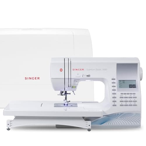 SINGER Quantum Stylist 9960 Computerized Sewing & Quilting Machine – Metal, Plastic, with Extension Table, Hard Case & Accessories, 600 Stitches, Lettering, LED Light, 1-Step Buttonhole