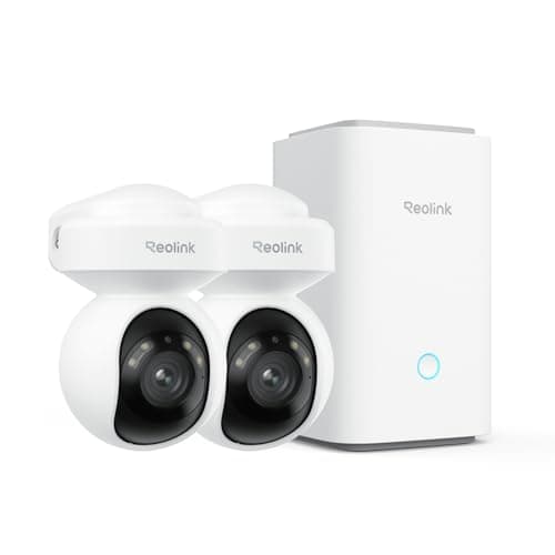 REOLINK Outdoor Security Camera System, 5MP PTZ WiFi Cameras with Auto Tracking, Plug-in Power, microSD Card Included, Supports Max.512GB×2 Storage, 24/7 Offline Recording, Home Hub with 2x E1 Outdoor