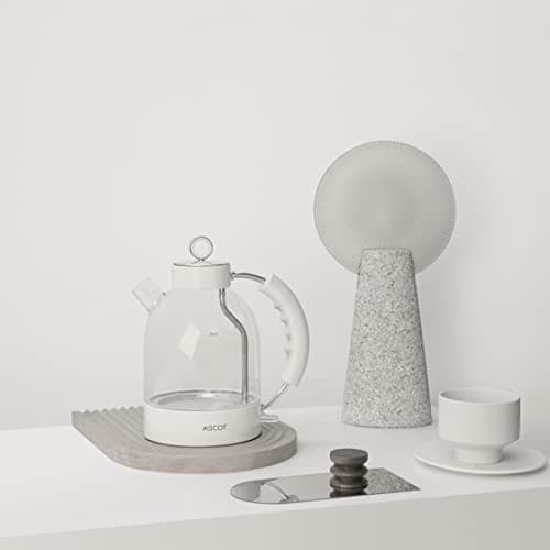 ASCOT Electric Kettle, Glass Electric Tea Kettle Gifts for Men/Women/Family 1.5L 1500W Borosilicate Glass Tea Heater, with Auto Shut-Off and Boil-Dry Protection (Polar White) 8