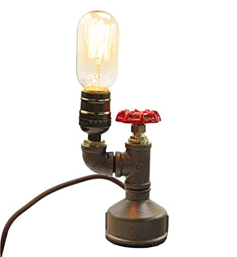 Y-Nut Steampunk Lamp with Dimmer, Dimmable Loft Style Industrial Vintage Antique Style Light with Bulb, Wood Base with Iron Piping Desk Lamp, Retro Desk Lamp LL-033
