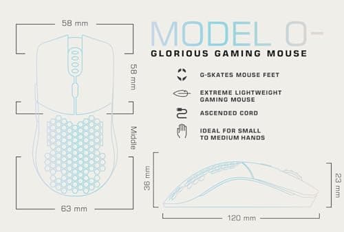 GLORIOUS Model O- (Minus) Compact Wired Gaming Mouse - 58g Superlight Honeycomb Design, RGB, Pixart 3360 Sensor, Ambidextrous, Omron Switches - Glossy White 9