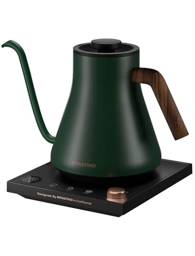 INTASTING Electric Kettles, Gooseneck Electric Kettle, ±1℉ Temperature Control, Stainless Steel Inner, Quick Heating, for Pour Over Coffee, Brew Tea, Boil Hot Water, 0.9L Hunter Green