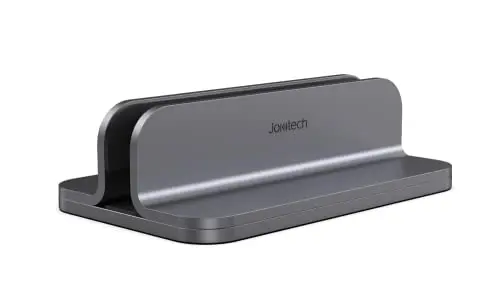 JOKItech Aluminum Laptop Vertical Stand Organizer, Sturdy Laptop Computer Holder Desktop Stand Compatible with new Retina Apple MacBook Pro/Air/Neo, Mac mini & iPad Pro - Spacegrey