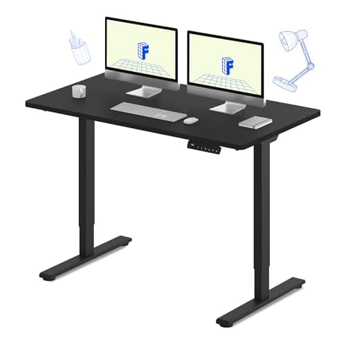 FLEXISPOT E3 Dual Motor Electric Standing Desk 55 x 28 Sit Stand Up Desk, Holds 220 lbs, Adjustable Height w/Memory Presets, One-Piece Black Desktop & Black Frame, Ships in 2 Boxes