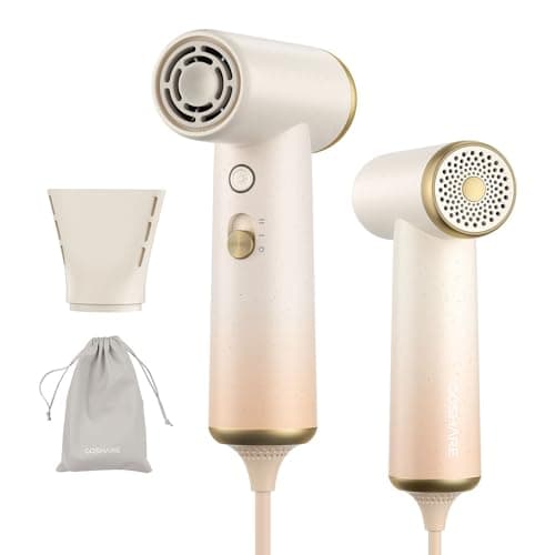 COSHARE Travel Hair Dryer, 110000 RPM High-Speed Brushless Motor, 200g Compact Travel Blow Dryer for Fast Drying, Smart Thermo-Control, Lightweight, Low Noise, Sandy Khaki