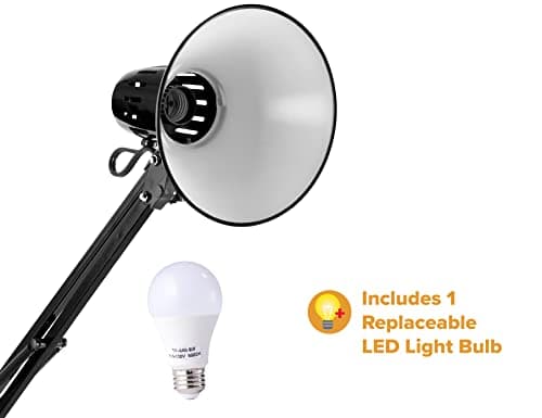 Bostitch Office VLF100 LED Swing Arm Desk Lamp with Clamp Mount, 36" Reach, Includes LED Bulb,Black 6