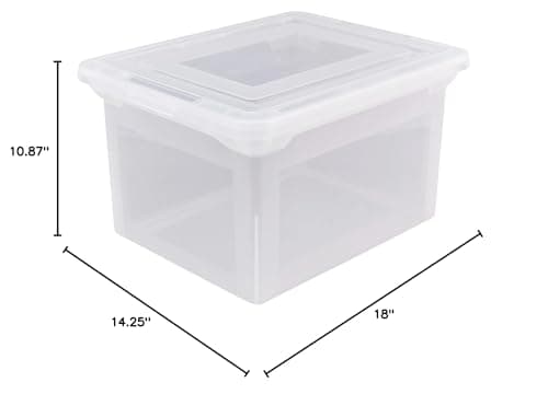 Generic (2 Pack) - Letter and Legal Plastic File Tote With Snap Lid And Built In Handles 18 in x 14.25 In x 10.87 In, Clear 7