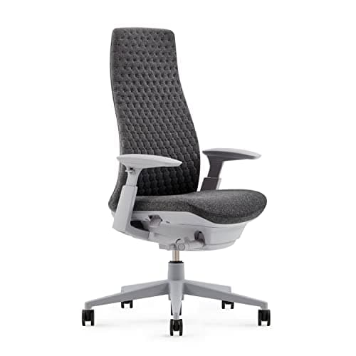 Haworth Fern Ergonomic Office Chair with Lumbar Support, Adjustable Desk Computer Chair with Digital Knit Finish for Home Office Furniture, Heathered Grey