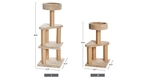 Amazon Basics Cat Tree Tower - Multi-Level Climbing Activity Center for Indoor Cats & Kittens with Scratching Posts, Platform, Jute Rope, Large (45.9"H), Beige 7