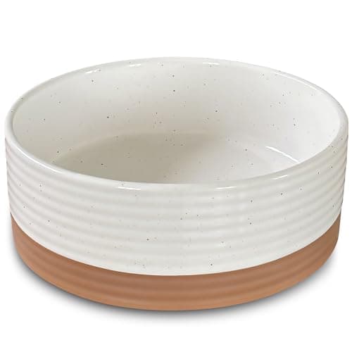 Mora Ceramic Pet Bowl Size Medium - Food/Water Dish for Large Puppies, Cats, Retrievers, Medium Sized Dogs, ect. 28oz or 4 Cups - Basic Bowls for Your Dog or Cat, Mix and Match for a Set - Vanilla