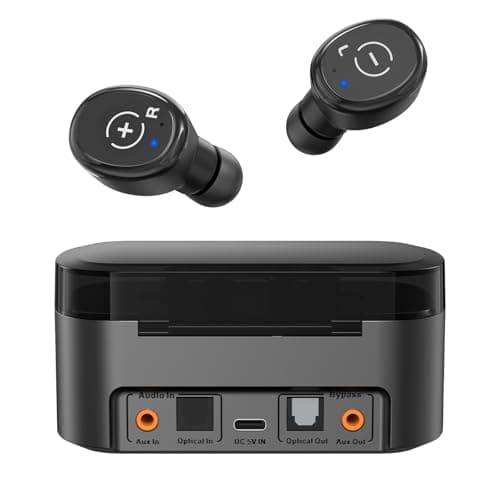 1Mii Wireless Earbuds for TV Watching, TV Headphones Wireless for Seniors & Hard of Hearing with Transmitter Charging Dock, Plug n Play, Optical, 3.5mm AUX, RCA, Soundbar Passthrough