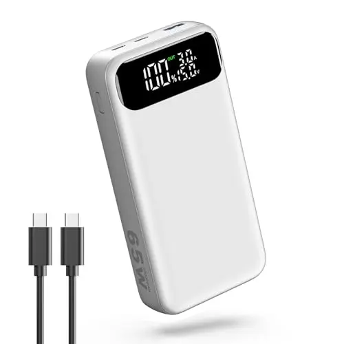 A ADDTOP Portable Charger 65W Power Bank, 20000mAh Power Bank Fast Charging for Laptop Cellphones, 3-USB Output External Battery Pack for MacBook, HP, Dell, iPhone 16 15 14 13 12, Galaxy, Steam Deck