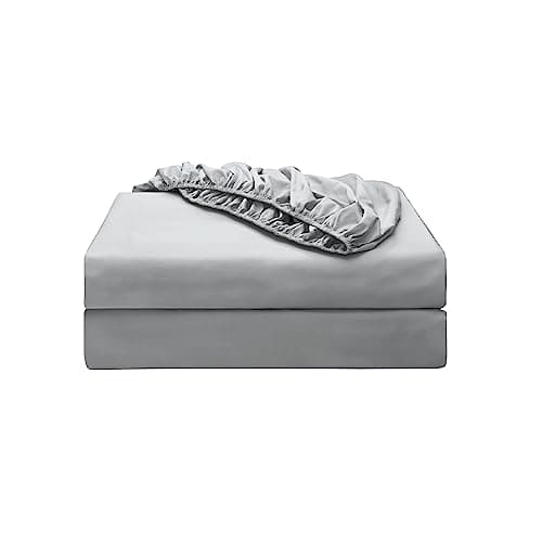 2-Pack Pure Cotton Twin XL Fitted Sheet for Adjustable Bed Split King, 600 TC 16" Deep Pocket Egyptian Cotton Fitted Sheet (2pcs, Twin XL, Gray)