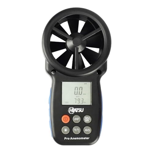 HIATSU Professional Handheld Anemometer - Digital Wind Speed Meter with Temperature - Air Flow Meter & Wind Gauge for HVAC, Shooting & Drone Use