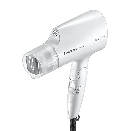 Panasonic nanoe Compact Hair Dryer with Oscillating Quick Dry Nozzle for Healthier-Looking Hair, Folding Blow Dryer for Travel and Home, 3 Airflow Hairdryer Settings - EH-NA2C-W (White)