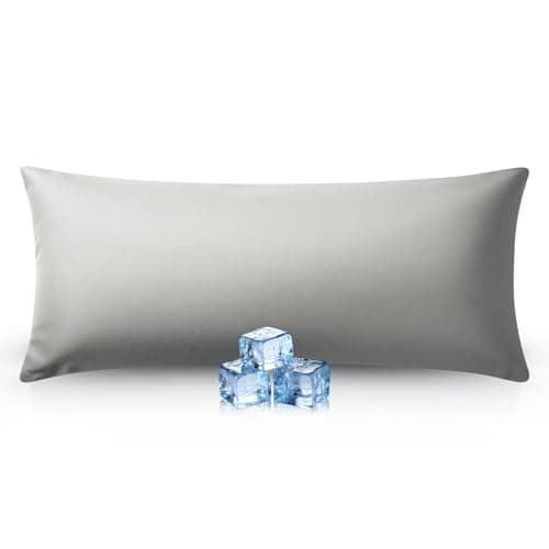 Ice Cooling Body Pillowcase for Hot Sleepers, Stay Cool All Night, Silky Touch Long Body Pillow Cases with Invisible Zipper, Soft Breathable Body Pillow Cover, Gift for Men Women - 20"x54", ICY Gray