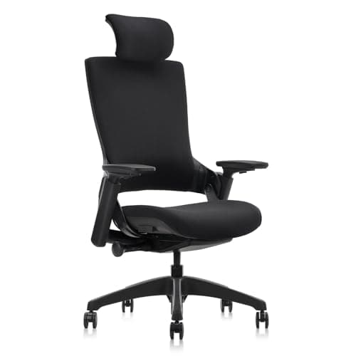 CLATINA Ergonomic High Swivel Executive Chair with Adjustable Height Head 3D Arm Rest Lumbar Support and Upholstered Back for Home Office Black