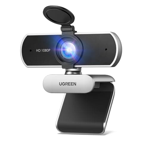 UGREEN Full HD 1080P Webcam with Microphone, 2 Noise-Canceling Mics, 85° Fov & Fixed Focus, Plug and Play, Auto Light Correction, Privacy Cover PC Camera for Zoom/Skype/Teams, Switch 2, Silver Grey