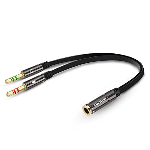 KINGTOP Headphone Splitter, 3.5mm Headset Splitter, Headphone Mic Splitter Cable for Headset to Older Laptops/PCs