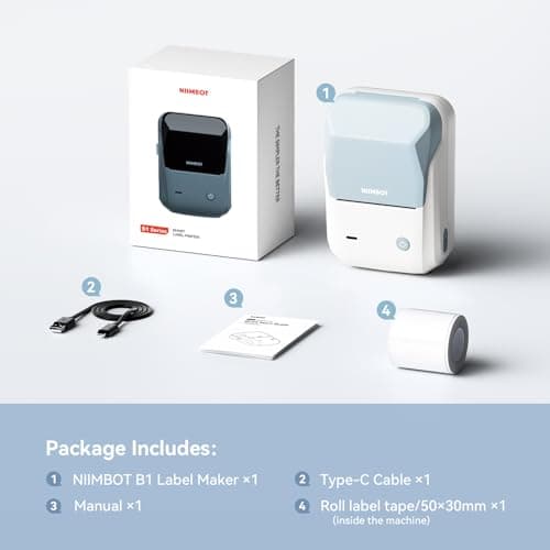 NIIMBOT B1 Label Maker with Tapes,2 Inch Portable Thermal Label Printer for Home Office School Small Business, Address, Clothing, Crafts, Retail,Support Smartphones & PC,Sky Blue 8