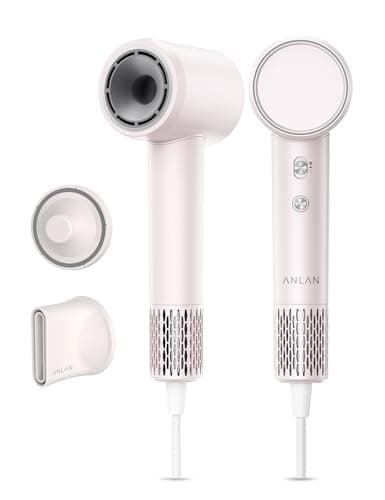 Negative Ionic Hair Dryer,ANLAN 1300W Fast Drying Blow Dryer 120,000 RPM Professional High-Speed Hair Dryer Low Noise Home Hairdryer with Magnetic Nozzle Lightweight Travel Hairdryers for Women (Pink)