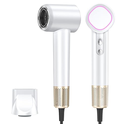 Hair Dryer Ionic, 150,000 RPM Hair Dryers for Women w/Ceramic Technology Nozzle for Fast Drying High Speed Blow Dryer 3-Speed Thermo Control Professional Low Noise Design for Home Travel Salon(White)