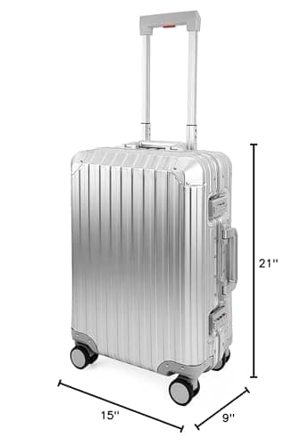 GLX2 X2 All Aluminum Luggage Suitcase 3 Sizes (20",26",29") TSA Lock Carry On Silver (20" Carry On) 6