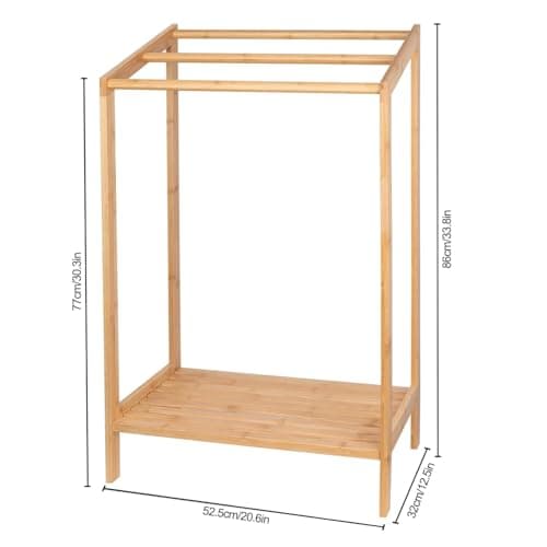 FoverOne Bamboo Towel Rack for Bathroom, 3 Tier Floor Freestanding Towel Holder Organizer with Bottom Storage Shelf for Hand Towels, Small Bath Towel and Bathrobe 8