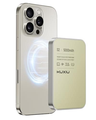 KU XIU 2025 Solid-State Magnetic Portable Charger 5000mAh, Qi2-Certified 15W Wireless Power Bank, High Energy Density & Safety, Travel Magnetic Battery Pack for iPhone 17/16/15/14/13/12-Titanium 8